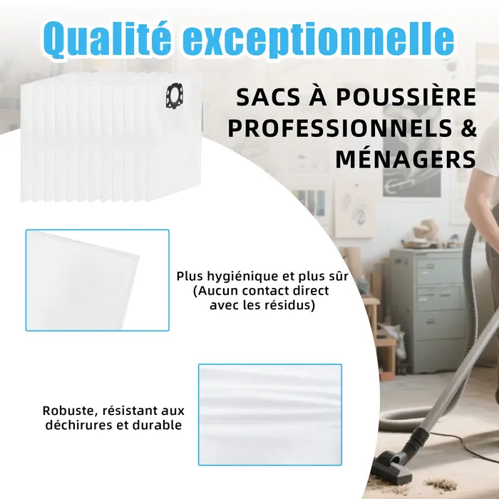 Sacs pour aspirateur, ensemble d'accessoires filtrants pour Karcher WD4 WD5 WD6 MV4 MV5 MV6 WD5P WD6P