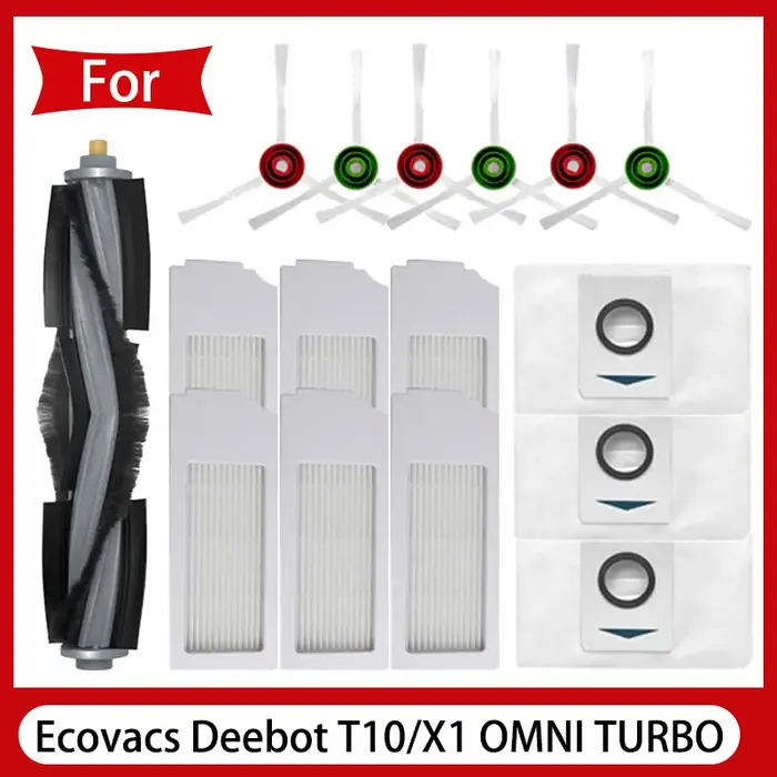 Ecovacs Deebot X1/ T10 OMNI / TURBO Robot aspirateur pièces vadrouille sac à poussière filtre Hepa brosse latérale principale poubelle
