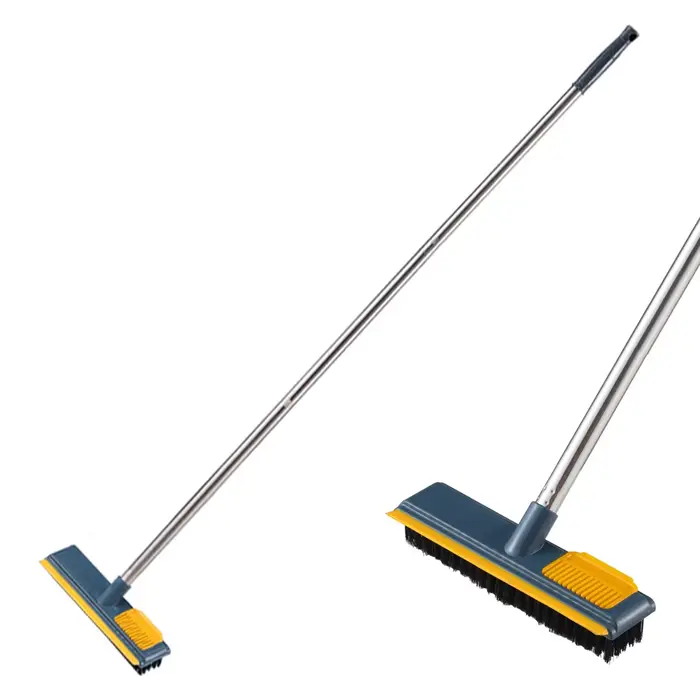 Brosse à récurer le sol avec manche Long réglable, raclette de fenêtres, balai à poils rigides, vadrouille 2 en 1 pour le nettoyage des crevasses du sol de la cuisine