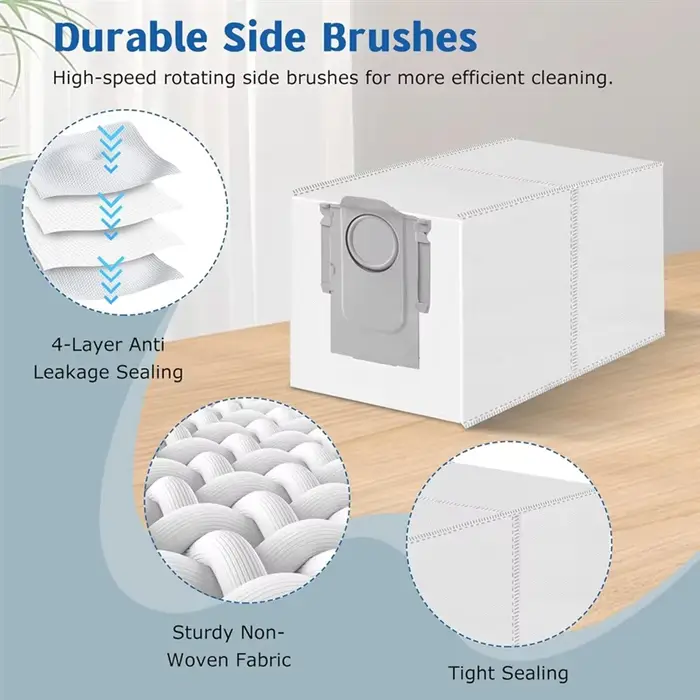 Pour Roborock QV 35A/QR 798/QR 598 Robot aspirateur-sacs à poussière (paquet de 12) comprend 4 chiffons et 8 sacs