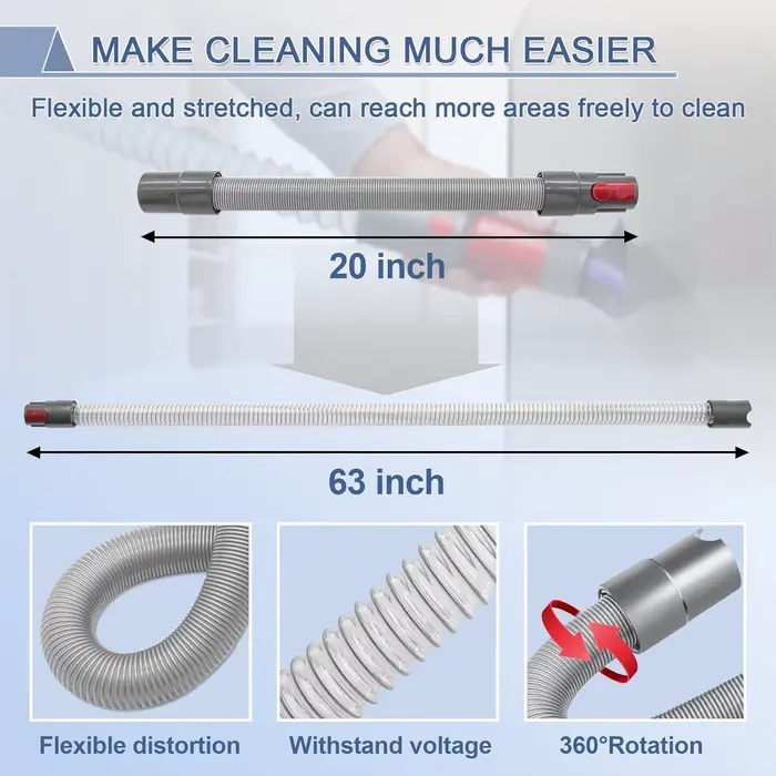 Brosse de dépoussiérage sans rayures et tuyau d'extension flexible
