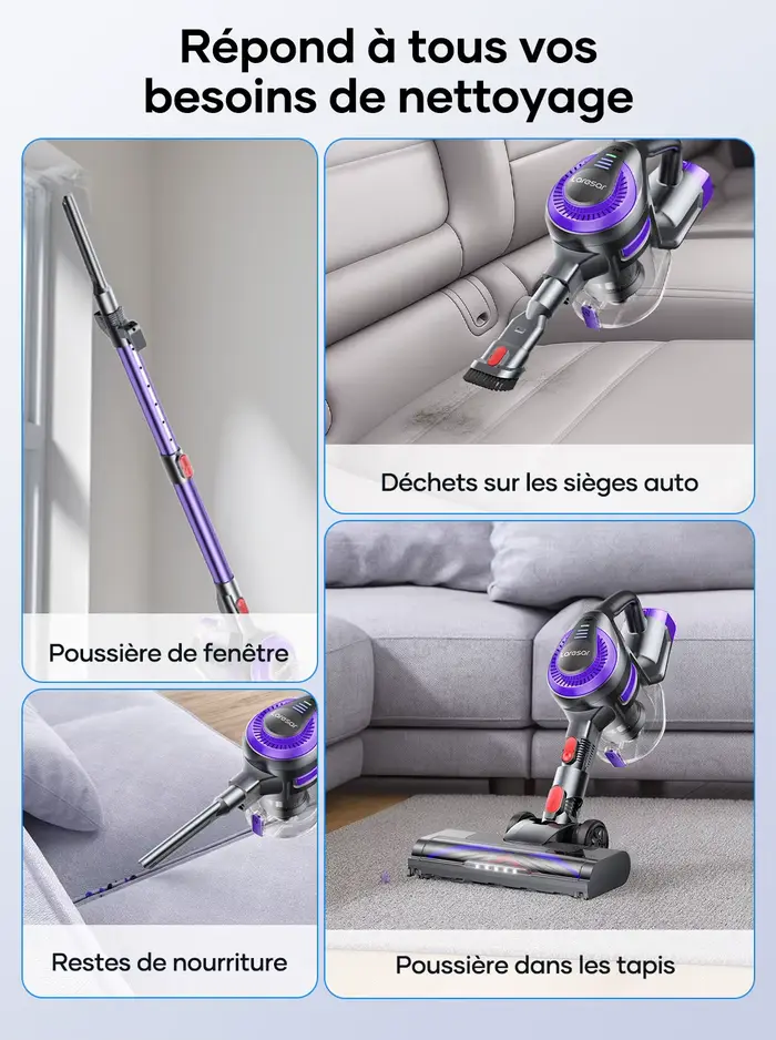 Laresar V10 Lite - Aspirateur sans fil 38000Pa à puissance d'aspiration élevée