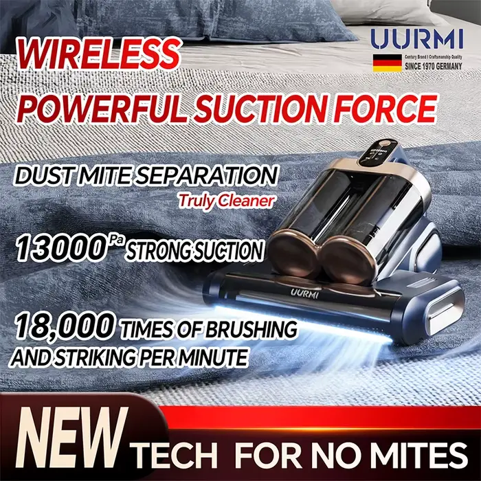 UURMI – aspirateur à matelas sans fil, forte aspiration 13000Pa, stérilisation ultrasonique UV, 1800