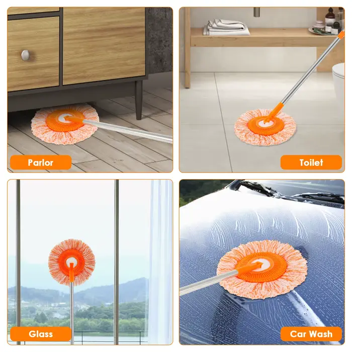 Ensemble de vadrouilles rondes rotatives en microfibre