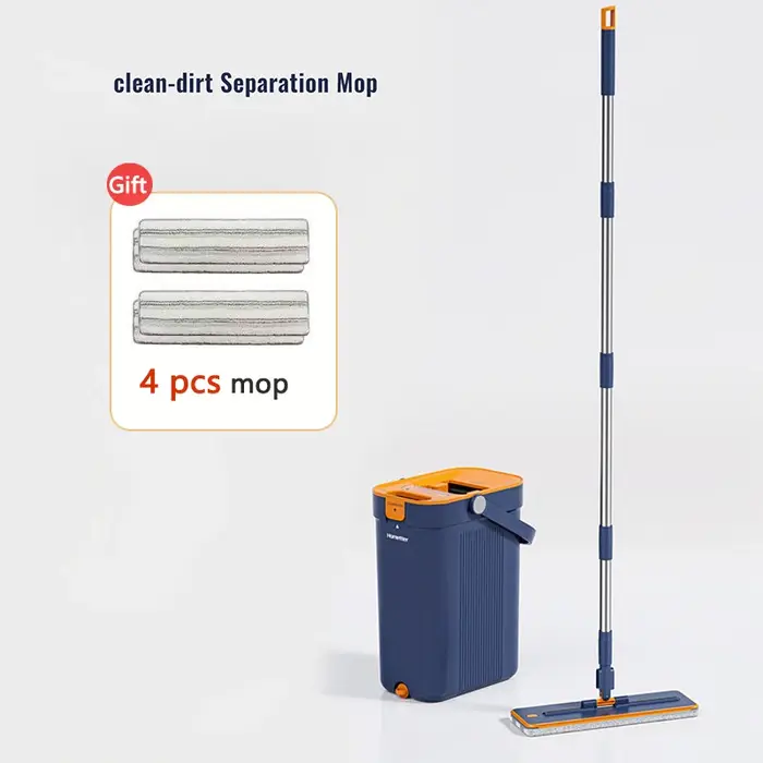  Serpillère plate en microfibre à essorage mains libres avec seau et essoreuse