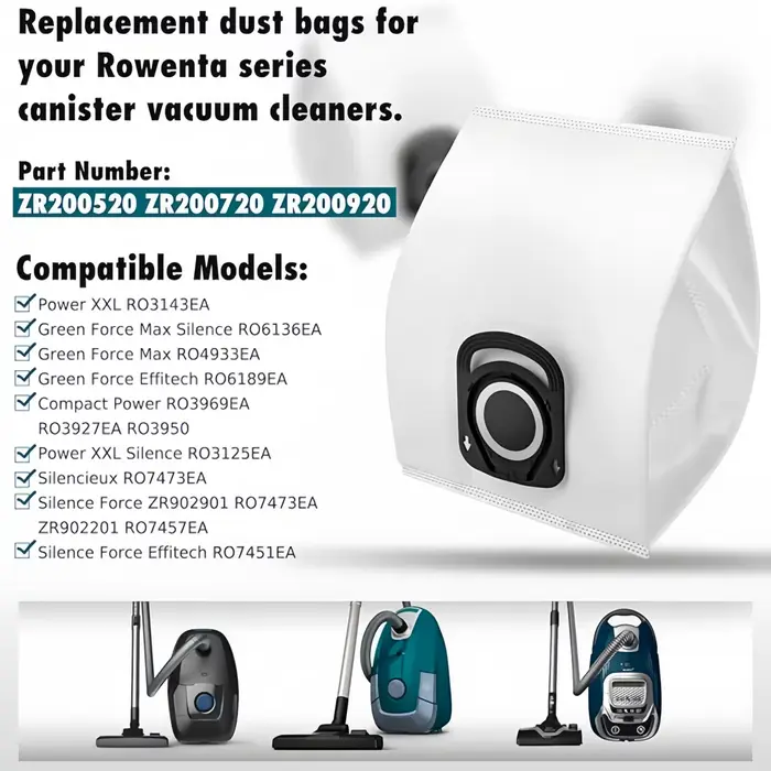 Paquet de 10 sacs à poussière sous vide compatibles pour Rowenta hygiène +