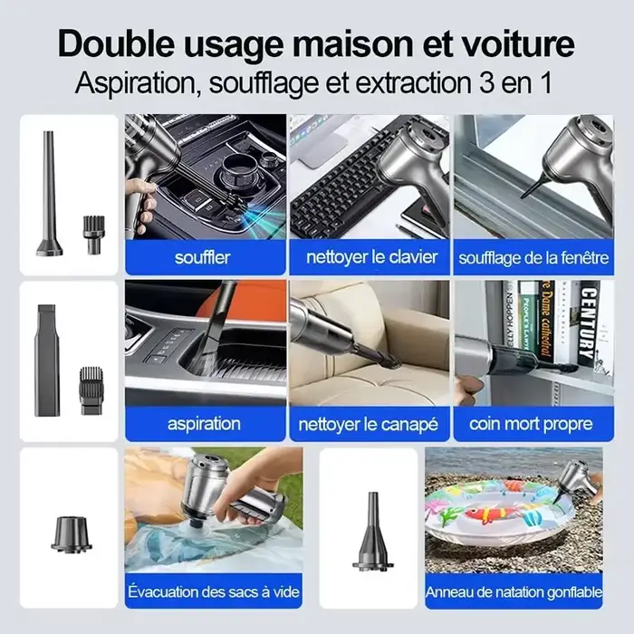 Aspirateur de voiture sans fil, plumeau, pompe à vide portative pour la maison, Portable, forte aspiration, nettoyeur de voiture