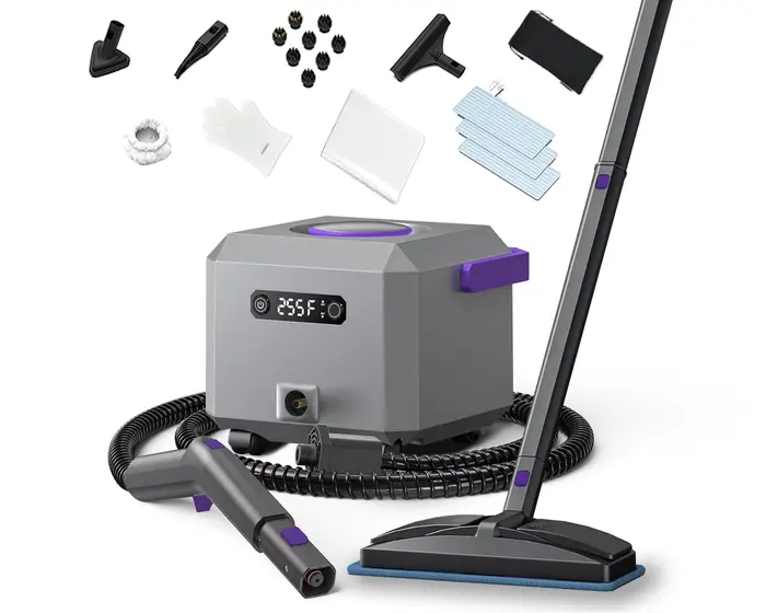 Nettoyeur vapeur électrique 1600W, pression de vapeur de 4 bars, chauffe instantanée en 30 secondes,