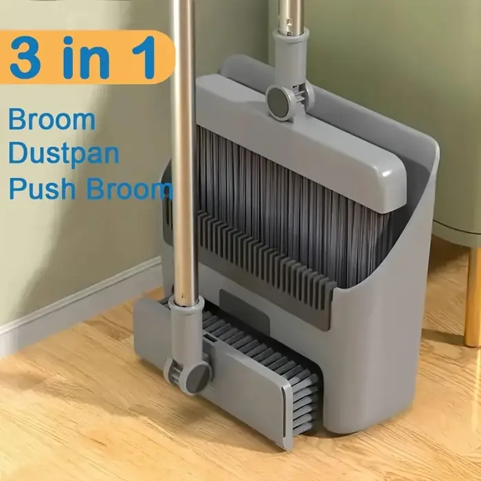 Ensemble balai, pelle et brosse à plancher pliables 3-en-1