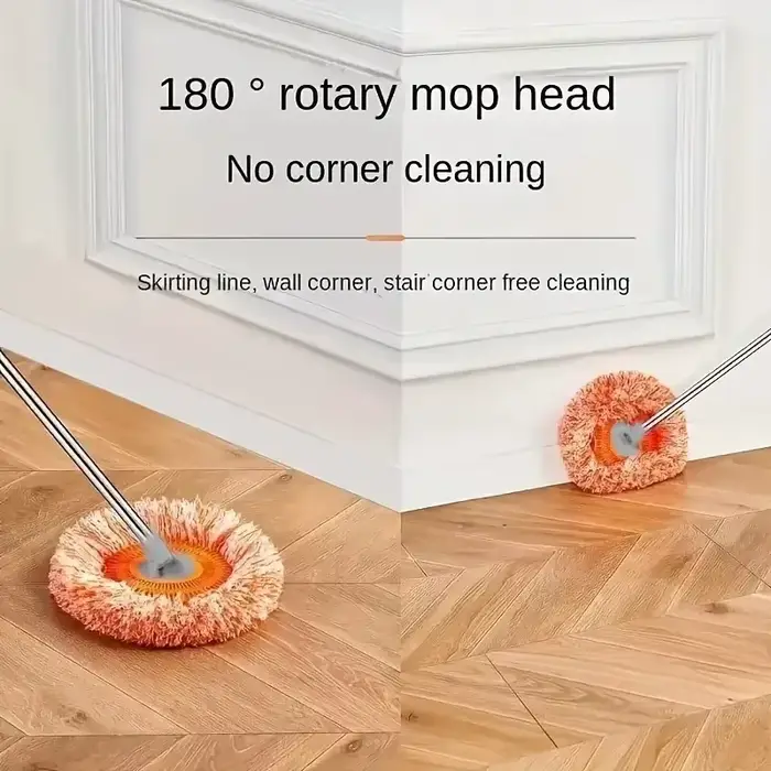 Vadrouille à manche long 360 ° Chiffon de nettoyage rotatif en microfibre, utilisation sèche et humide, brosse à récurer la poussière des sols du plafond, fournitures de nettoyage ménager