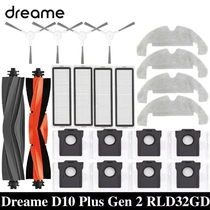 Dreame D10 Plus Gen 2 RLD32GD Robot aspirateur pièces de rechange consommables brosse latérale principale filtre Hepa vadrouille tissu sac à poussière accessoires
