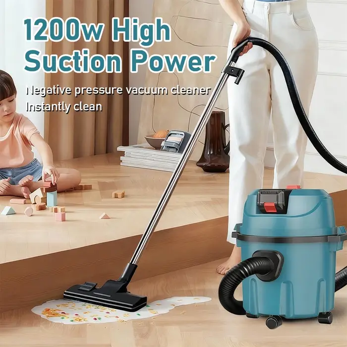 Aspirateur sec et humide industriel, Machine de nettoyage Rechargeable, aspirateur d'atelier sans fil de 15l pour le Site de travail/entrepôt/lavage de voiture