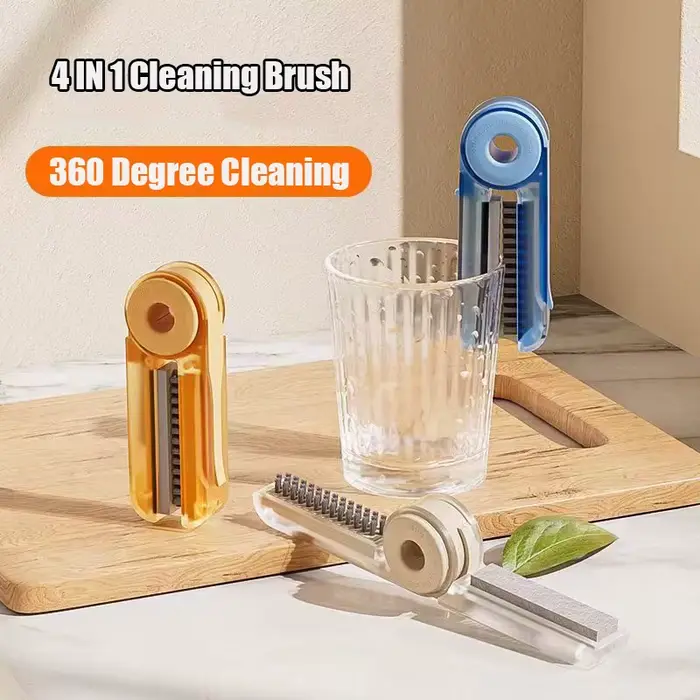 Brosse de nettoyage d'écart de couvercle de tasse 4 en 1