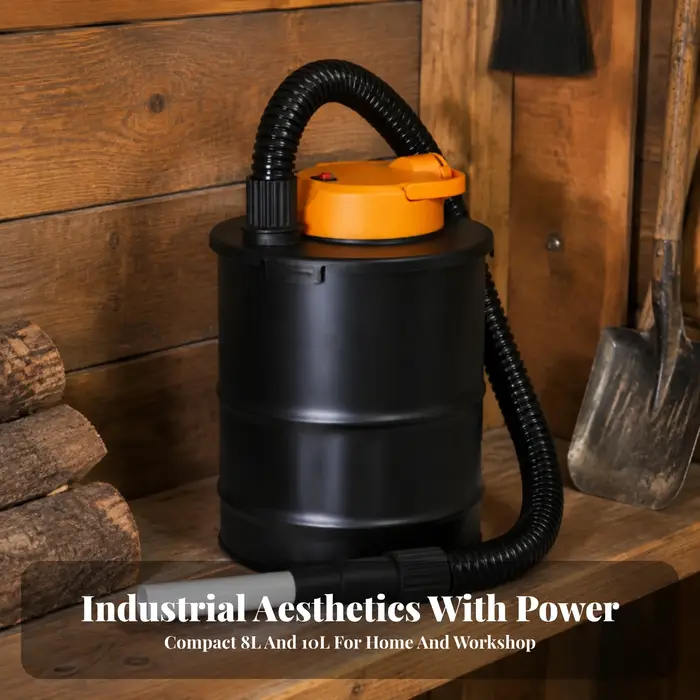 Aspirateur à cendres verticale avec tuyau, haute performance, silencieux et compact pour le nettoyage des poêles et l'organisation des ateliers