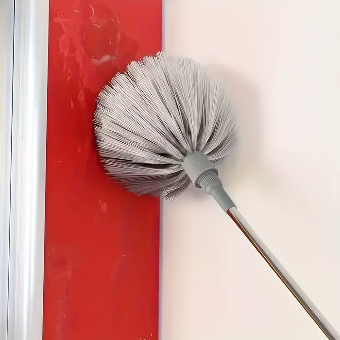 1pc Nettoyeur de plafond en toile d'araignée à longueur réglable - Balai métallique avec poignée ergonomique