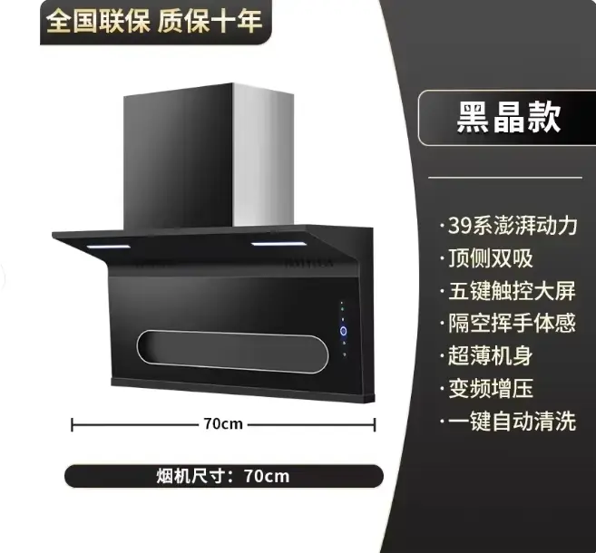 Hotte aspirante puissante Haotaitai 220V, double aspiration supérieure et latérale en forme de 7, au