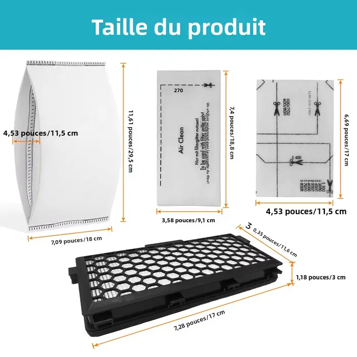 Filtre HEPA et sacs à poussière de remplacement compatibles avec les aspirateurs Miele Guard séries M1