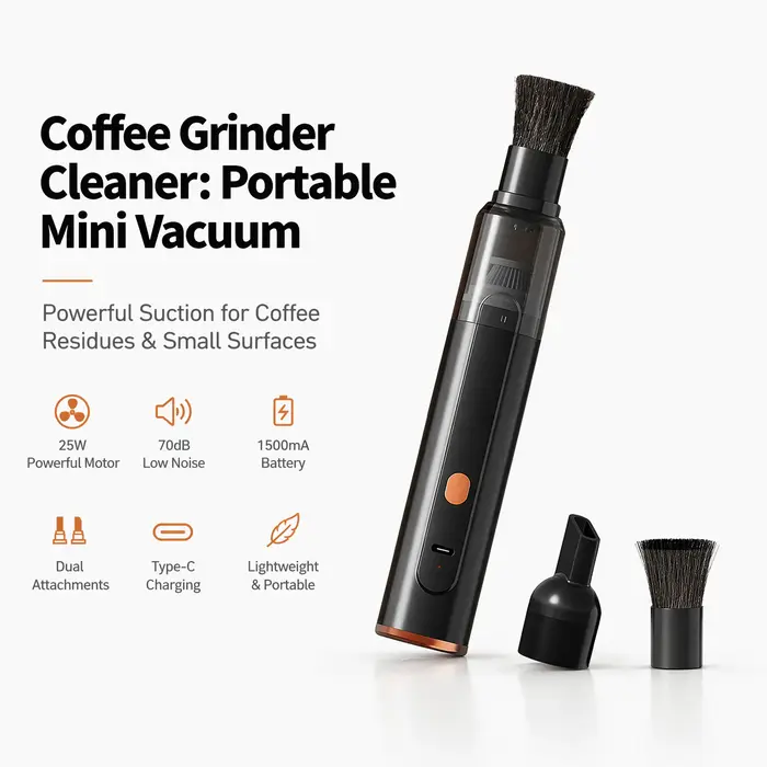 Nettoyeur de moulin à café portable, aspirateur avec une puissante aspiration pour un nettoyage rapide, dépoussiéreur électrique