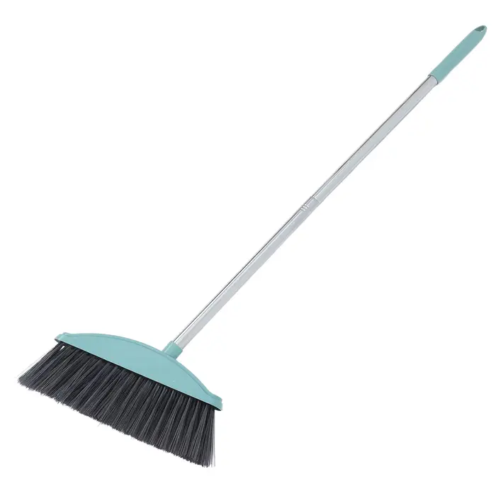Balai de cour à manche ergonomique, robuste, à long manche, pour le balayage extérieur, idéal pour la terrasse, la voie d'accès, le jardin, les fournitures de nettoyage des sols