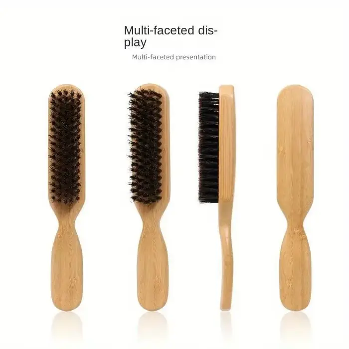 Brosse de nettoyage à poils de sanglier avec manche en bois