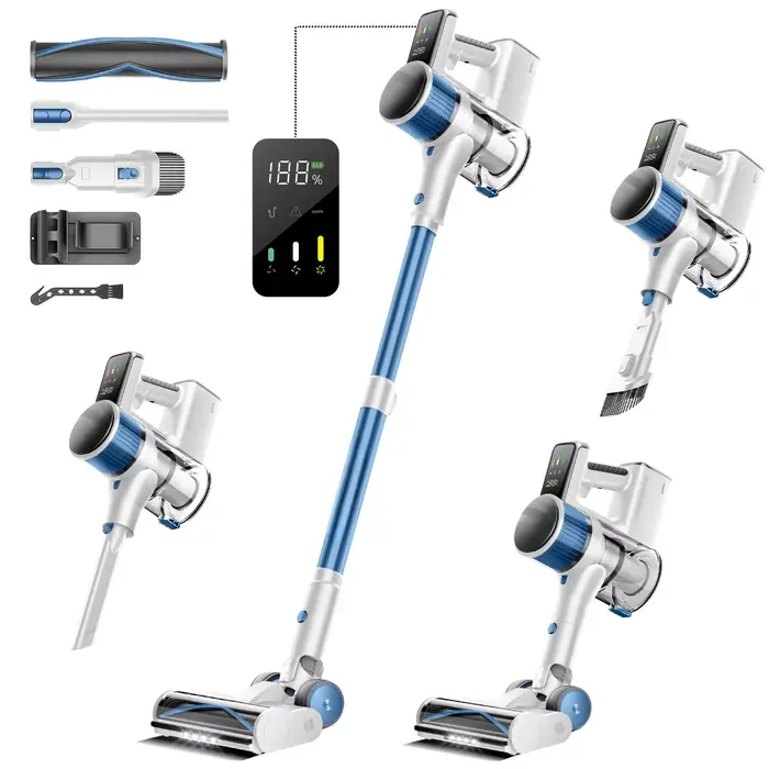 Aspirateur balai sans fil 450W 35Kpa 55 min d'autonomie, autoportant, pour la maison, avec écran LED