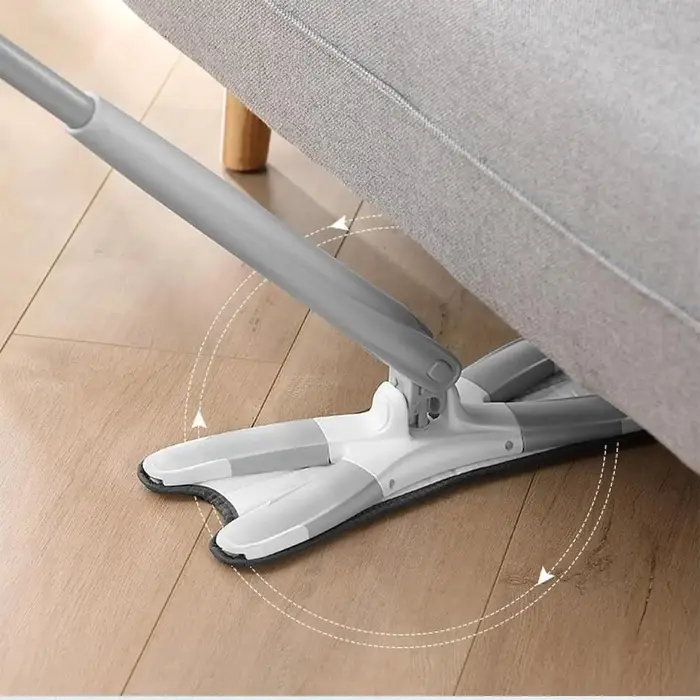 UNTIOR Vadrouille anti-poussière en microfibre en forme de X pour le nettoyage des sols avec essorage automatique Nettoyant parfait pour les vadrouilles anti-poussière réutilisables humides en bois du