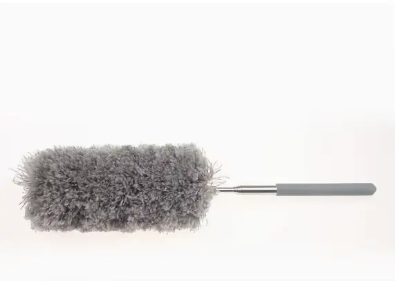 Brosse à poussière en microfibre avec manche extensible, outil de nettoyage doux pour meubles, volet