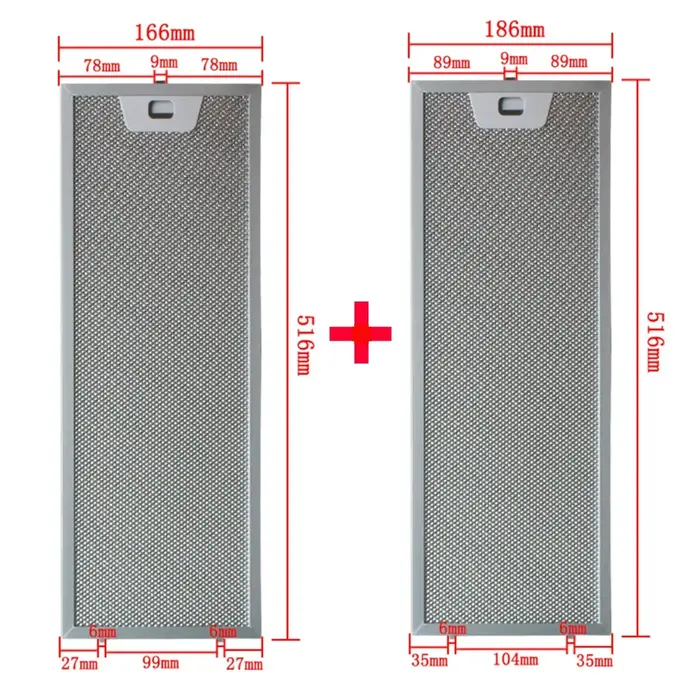00660222 00660223 jeu de filtres pour hotte de cuisine 516x166 + 516x186mm filtre à graisse