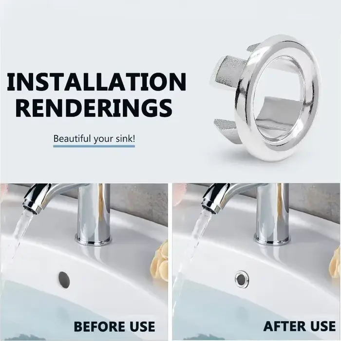 Couvercle de débordement d'évier de lavabo de cuisine de salle de bains en plastique, 4 pièces, anneau d'insertion de remplacement, trou chromé, bouchon de vidange rond, accessoire de lavabo