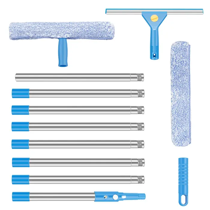 Kit de nettoyage de vitres étendu avec raclette et épurateur en microfibre