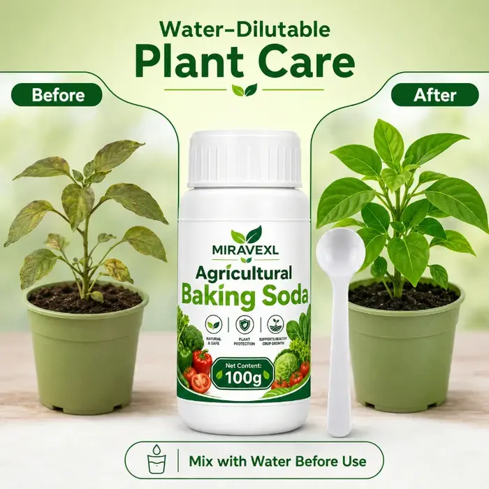 MIRAVEXL Bicarbonate de soude agricole 100g – Poudre dilutable dans l'eau pour l'entretien des plantes