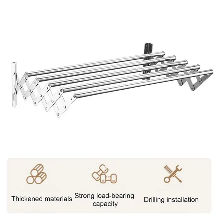 Étendoir à vêtements support de séchage mural polyvalent pliable cintre d'organisation extensible rétractable salle de bain porte-linge