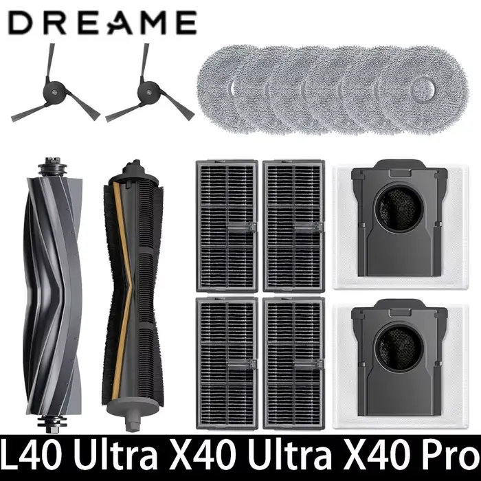 Dreame X40 Ultra/X40 Pro Robot pièces de rechange brosses latérales principales chiffons de vadrouille filtres HEPA sacs à poussière accessoires