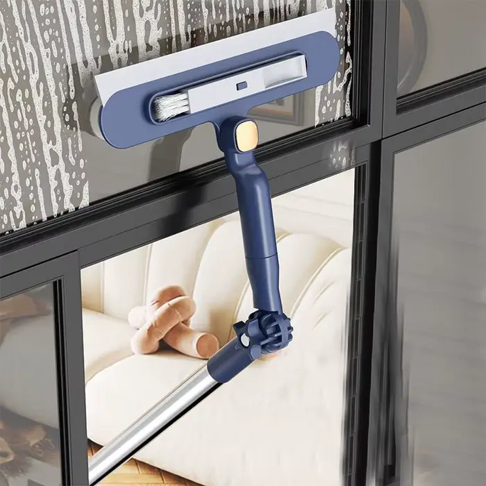 Raclette de fenêtre réglable 2 en 1 avec lame rainurée, Construction Durable en métal et plastique, 