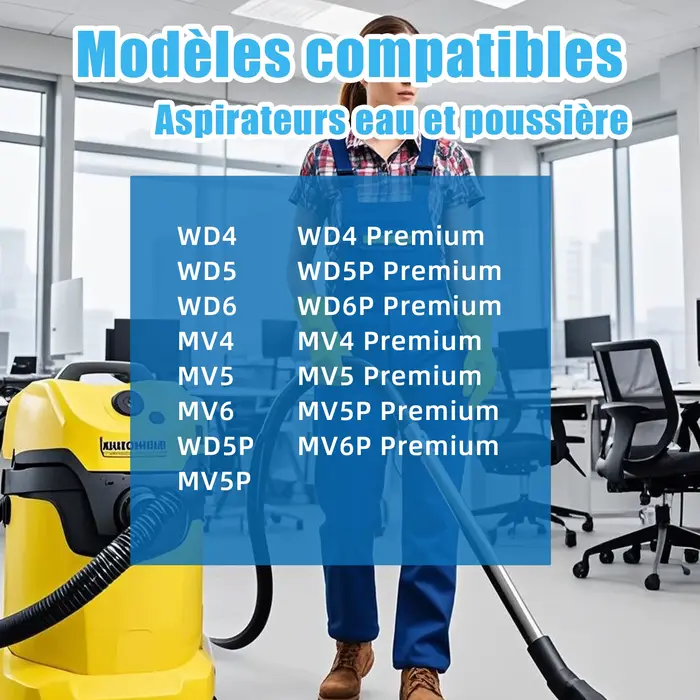 Sacs pour aspirateur, ensemble d'accessoires filtrants pour Karcher WD4 WD5 WD6 MV4 MV5 MV6 WD5P WD6P