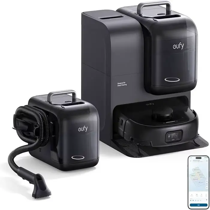 NOUVEAU eufy E28 Omni Robot Aspirateur et Nettoyeur Combiné, Système HydroJet, avec Nettoyeur Portab