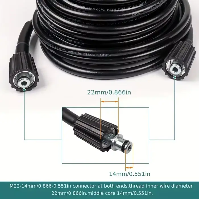 Tuyau de lavage haute pression 5800 PSI M22-14mm