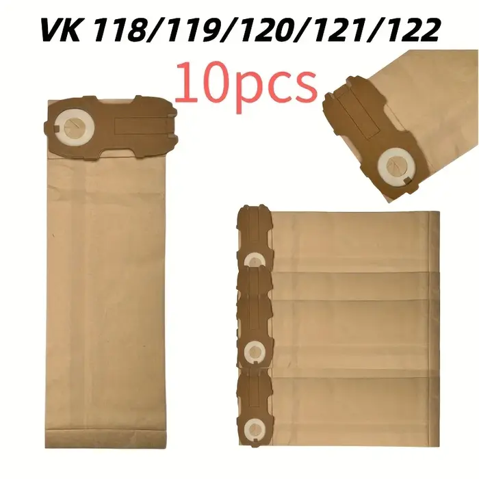 Pack de 10 sacs d'aspirateur compatibles avec Vorwerk Kobold 118, 119, 120, 121, 122, emballage CO2