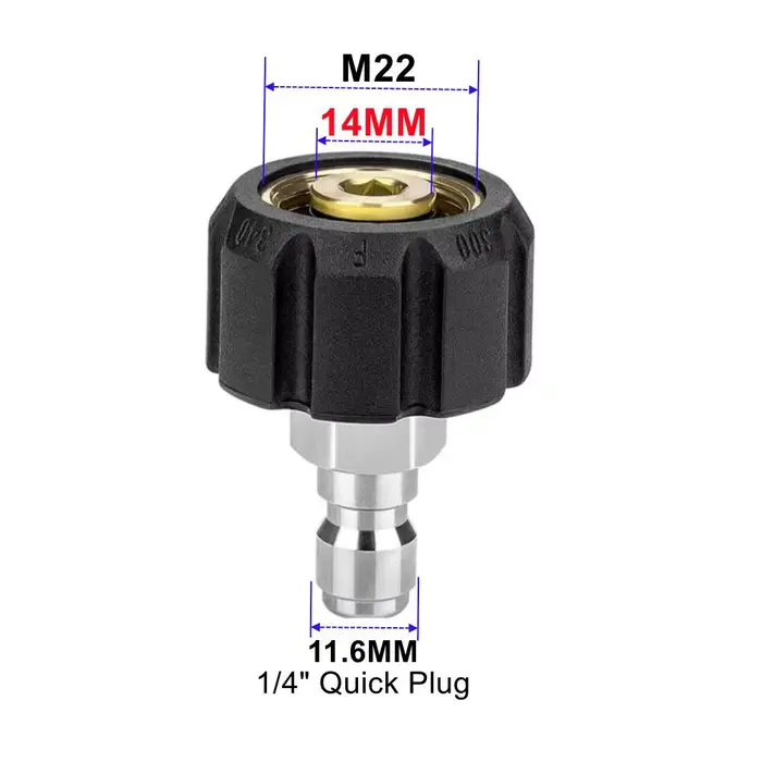 Ensemble d'adaptateurs pour nettoyeur haute pression, coupleurs pivotants M22-14mm/15mm à 1/4, attel