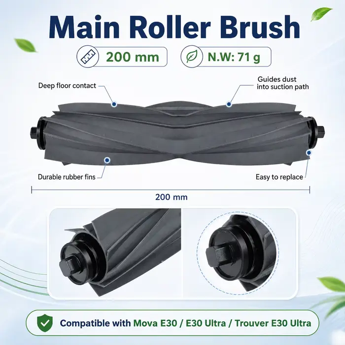 Pièces détachées pour aspirateur robot Dreame Mova E30/Mova E30 Ultra/Trouver E30 Ultra : brosse principale