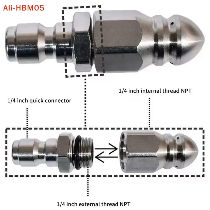 (HB05) Buse de pulvérisation haute pression à jet d'eau pour nettoyage d'égouts