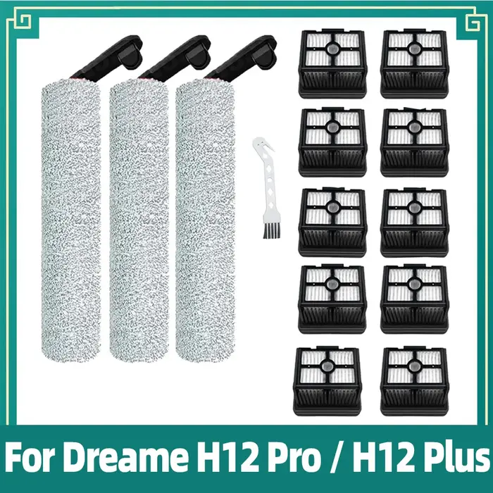 Adapté pour l'aspirateur Dreame H12 Pro / H12 Plus / H12 Dual / M13 Beta Brosse principale à rouleau souple Filtre HEPA Accessoires Pièces.