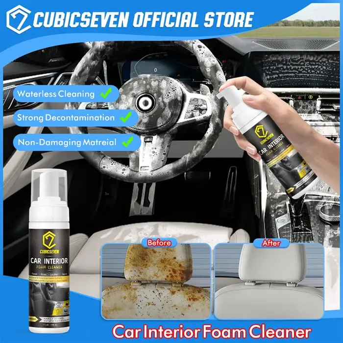 Cubicseven-Nettoyant mousse polyvalent pour voiture, siège en cuir, antirouille intérieur, lavage à 
