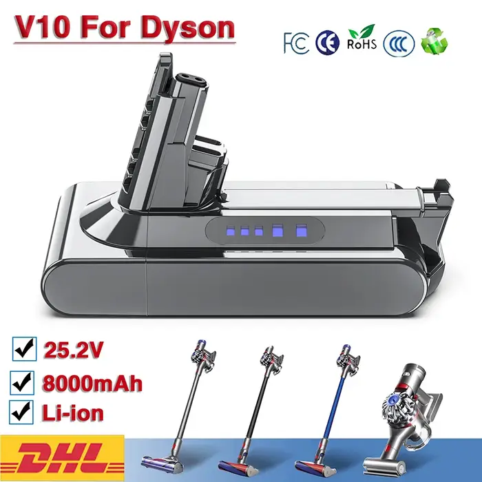 Batterie 21.6V pour Dyson V6 V7 V8 V10 série SV12 DC62 SV1 6000mAh