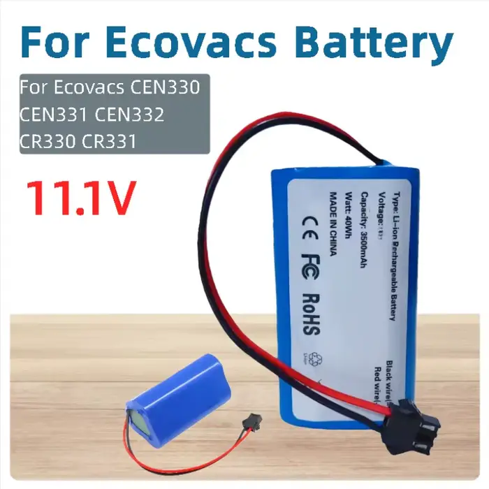 Batterie Li-Ion Rechargeable 10.8V 11.1V 5200mAh 3S1P pour aspirateur Robot Ecovacs CEN330 CEN331 CE