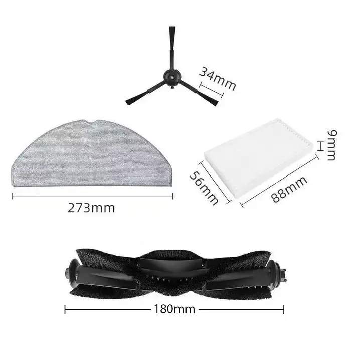 Brosse principale/brosse latérale/filtre HEPA/lingette de nettoyage compatible avec les robots aspirateurs Tapo RV30