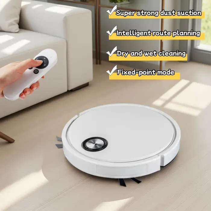 Robot aspirateur et serpillière combinés, aspirateur robot 2 en 1 avec application/télécommande, forte aspiration, fin, idéal pour les sols durs, les poils d'animaux
