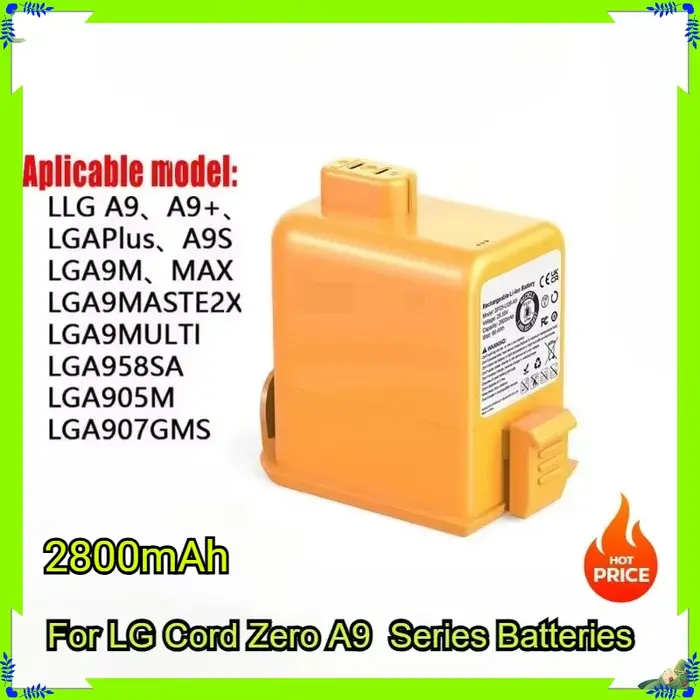 Batterie d'aspirateur 2800mAh/3500mAh/5000mAh pour LG Cord Zero A9 A9+ A9 Plus A905M A907GMS Series