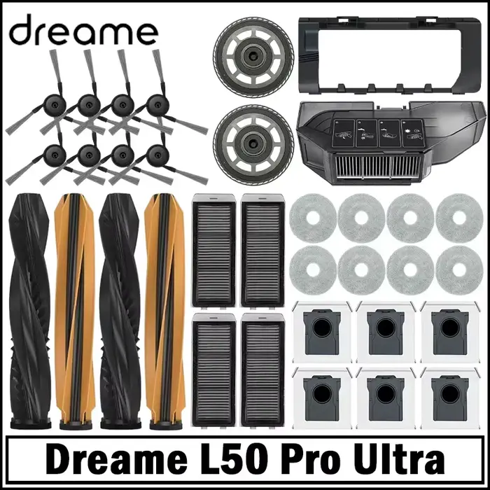 Pièces détachées pour robot aspirateur Dreame L50 Pro Ultra : brosses principales et latérales