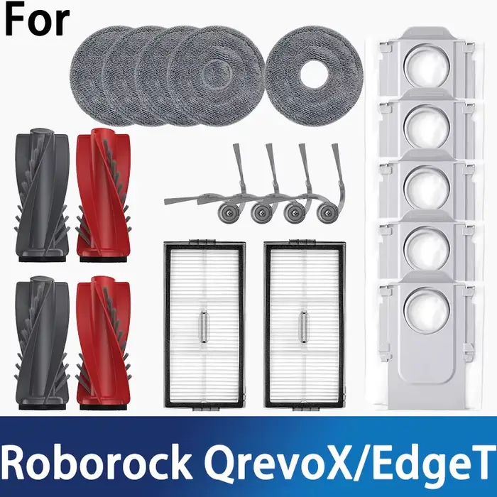 Roborock QrevoX/EdgeT Robot aspirateur brosses latérales principales tissus de vadrouille filtres HEPA sacs à poussière-ensemble d'accessoires de pièces de rechange essentielles
